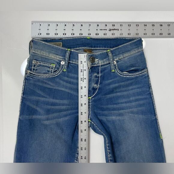 True Religion Cora Mid Rise Straight Denim Jeans Women Size 26 X 32 Neptune Blue - Picture 9 of 12